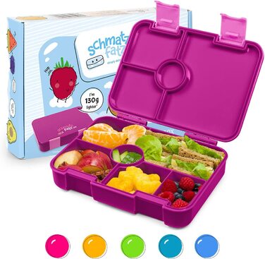 Коробка для сніданку SCHMATZFATZ Junior для дітей з відділеннями / коробка для сніданку без бісфенолу А для дітей / коробка для Бенто для дітей / Коробка для хліба / коробка для закусок / ідеально підходить для школи, дитячого садка і подорожей (фіолетови