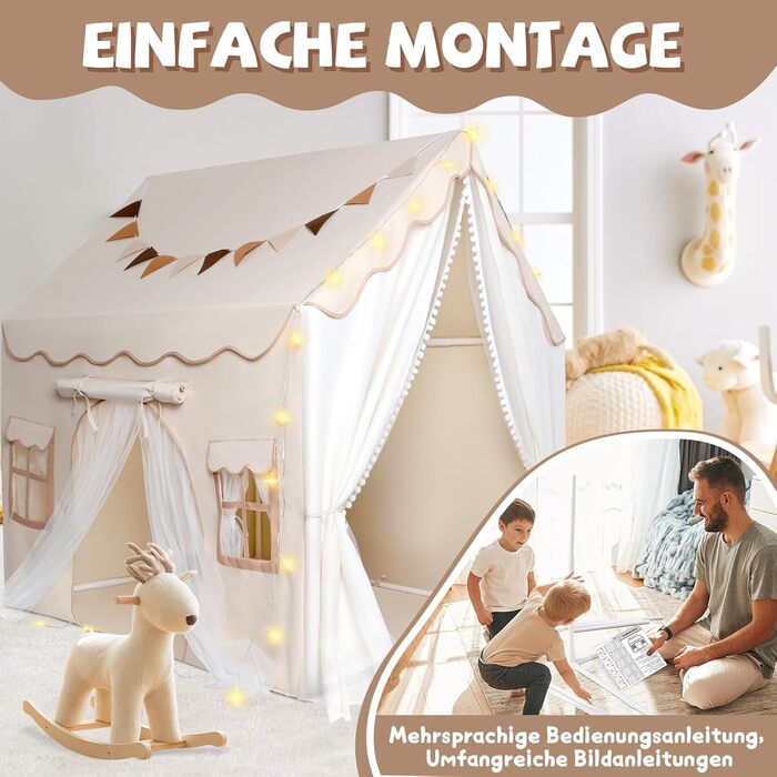 Дитяче намет-ігровий будиночок з 2 входами, з підсвіткою та підстилкою, для дітей від 3 років