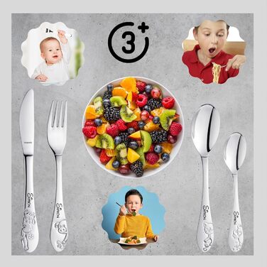 Персоналізований дитячий набір посуду Kinderbesteck Bauernhoffreunde з гравіюванням імені - 4 шт.