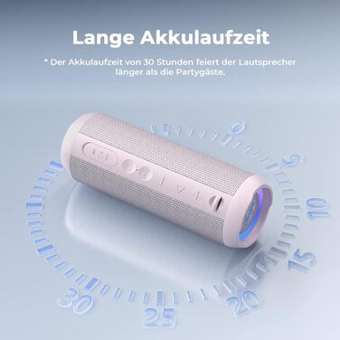 RIENOK Портативна Bluetooth Колонка з Підсвічуванням, Рожева, IPX7 Водонепроникна, 3600 mAh, Bluetooth 5.3, Бас, Стерео Звук