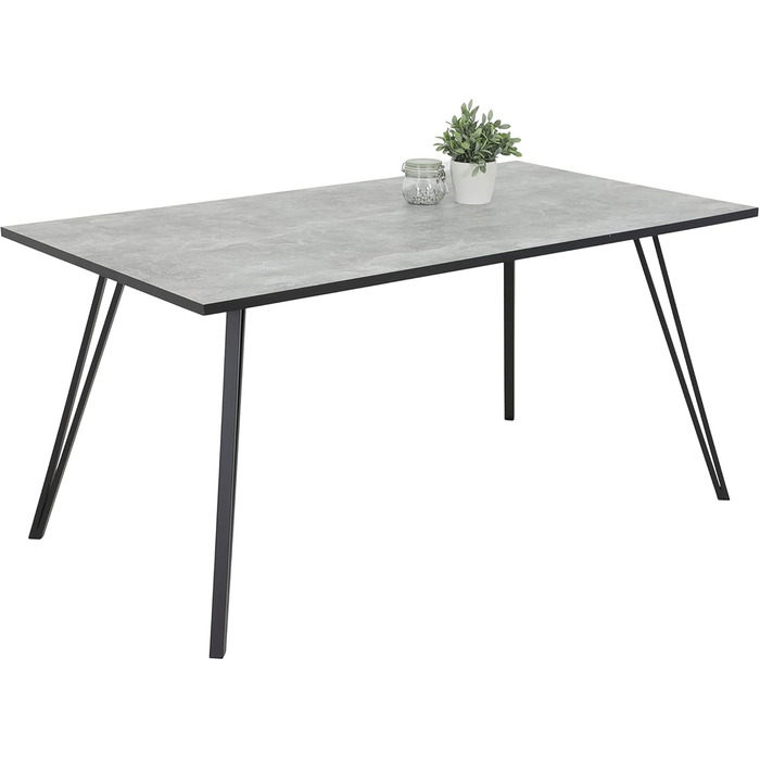 Стіл кухонний Hela Oksana, 160x90 см, з металевим каркасом, шпон, бетонний дизайн