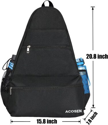 Тенісний рюкзак Acosen-великі жіночі та чоловічі тенісні сумки для тенісних ракеток, ракеток для піклболу, ракеток для бадмінтону, ракеток для сквошу, м'ячів та інших аксесуарів (Чорний-B)