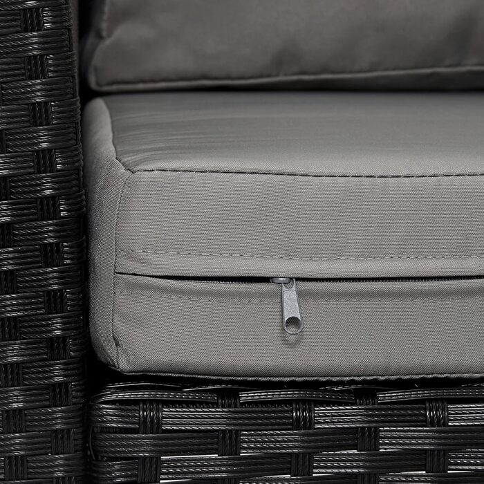 SVITA Roma: Комплект садово-розплічної групи з ротангу для відпочинку та обіду (софа, крісло, стіл), чорний колір