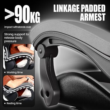 Ігровий крісло Bigzzia - ергономічне крісло для ПК з підголівником, RGB підсвічуванням, для юнаків та дорослих (чорно-сірий, без LED)