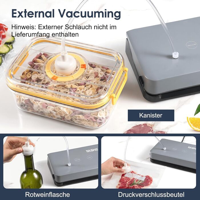 Вакууматор YASHE 5-в-1 з режимами для сухих та вологих продуктів, ширина шва 30 см, для Sous-Vide та консервації м'яса, риби, овочів та фруктів
