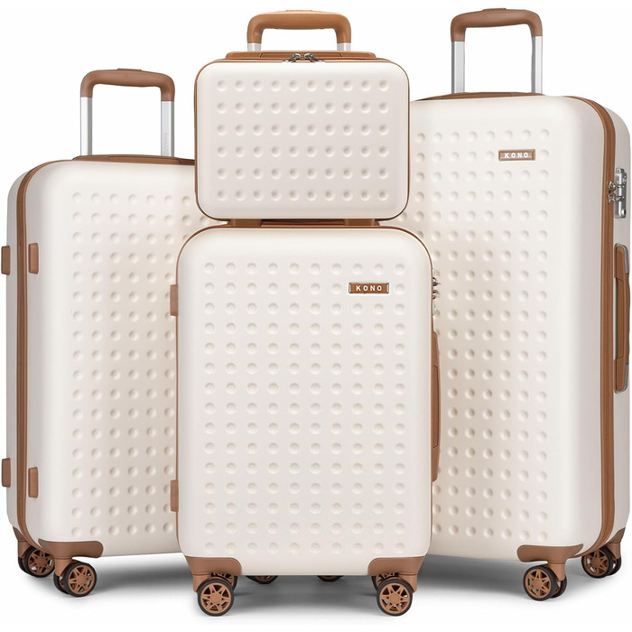 Набір валіз KONO з ABS пластику, 4 шт. (75x48x29 см) з TSA замком, білі