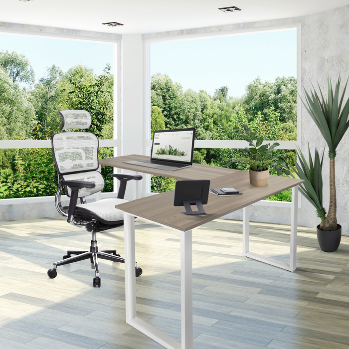 Робочий стіл WORKSPACE BASIC I 165 x 120 см сірий / білий hjh OFFICE