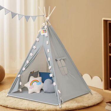 Дитяче намет Kinder Tipi Julia сірий/блакитний 120x120x160 см