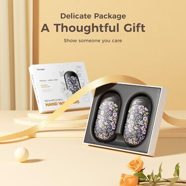 Електричні грілки для рук OCOOPA 2 шт. з магнітною фіксацією, 5000mAh, 3 режими нагріву, компактні, для рукавичок, сумки, зимові аксесуари, подарунки для чоловіків та жінок (фіолетовий/білий)