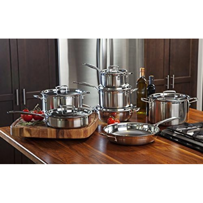 Сковорода Le Creuset з кришкою, 30 см, нержавіюча сталь, для всіх типів плит (індукція, духовка), срібна