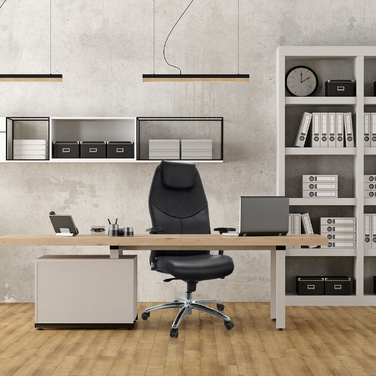 Кермове крісло FERRARA з шкіри, чорне, hjh OFFICE