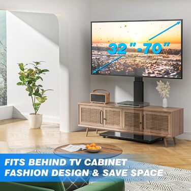 Підставка для телевізора 32-65 дюймів 5Rcom, поворотна, з полицею, чорна