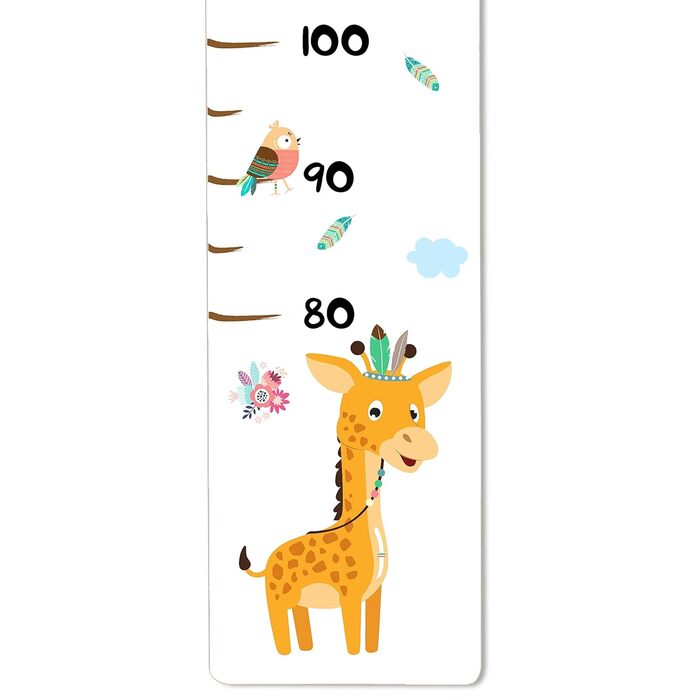 Вимірювальна палиця Holzura дитяча дерев'яна, вимірювальна палиця з іменем для дитячої кімнати, подарунок на день народження для хлопчика та дівчинки, дитяча вимірювальна палиця для вимірювання зросту (жираф, дерево з білим покриттям)
