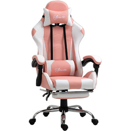 Ігрове крісло Vinsetto ергономічне регульоване 64x67x119-127см рожево-біле