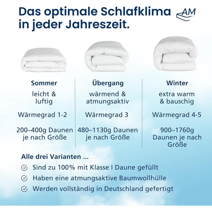 Пухова ковдра DormiGood 135x200 см - цілорічна, німецька якість, 100% пух, дихаюча, сертифікат Oeko-Tex