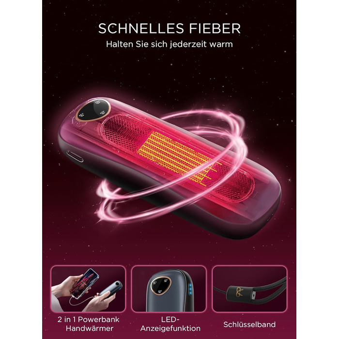 Електричні нагрівачі для рук Funme® 2 шт. 10000mAh Powerbank, USB, 60°C, для жінок, Outdoor, OT95 Waffengold