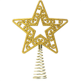 Мереживо для ялинки com-four для ялинки-міцне і не б'ється-підходить для будь-якої вершини дерева-блискуча зірка в якості верхівки ялинки - Різдвяна прикраса (золотий колір)