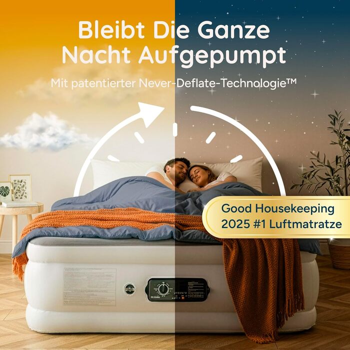 Huddle® Luxury King-Size Надувна Матрац з Інтегрованою Помпою та Технологією SlumberGuard™ | Комфортний Надувний Матрац