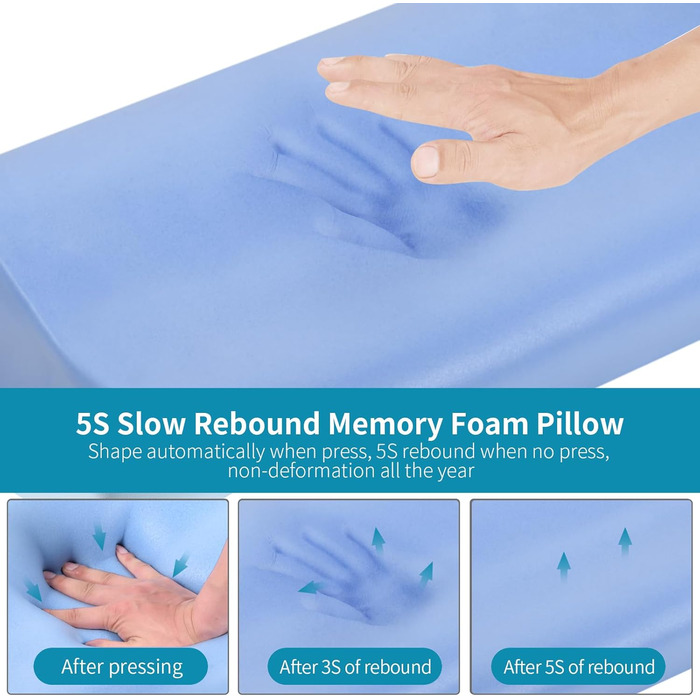 Подушка для шиї з Memory Foam для зняття болю, ортопедична подушка для сну, для сну на боці, спині, животі, біла & сіра