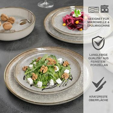 Набір посуду Moritz & Moritz BLOSSOM 24 предмети на 6 осіб - сучасний керамічний сервіс з квітковим дизайном, тарілки, чашки, миски