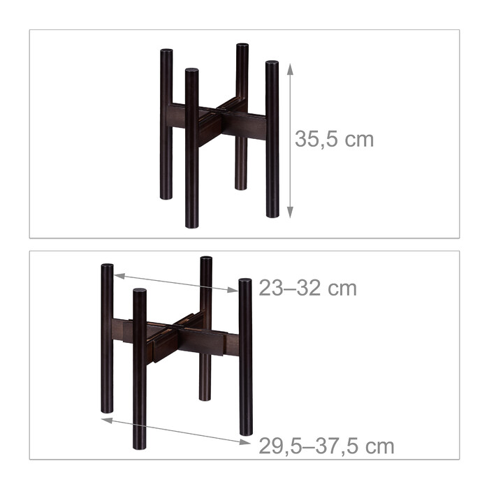 Підставка для квітів Relaxdays бамбукова регульована коричнева