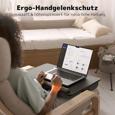 Стіл для ноутбука PUTORSEN - регульована висота та кут нахилу, 58 x 37 см, чорний