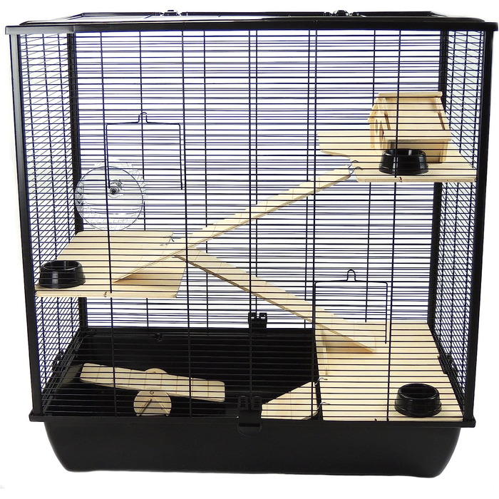 Клітка для щурів і хом'яків маленькі друзі Гросвенор з дерев'яною підставкою і сходами (чорний колір, (упаковка по ))