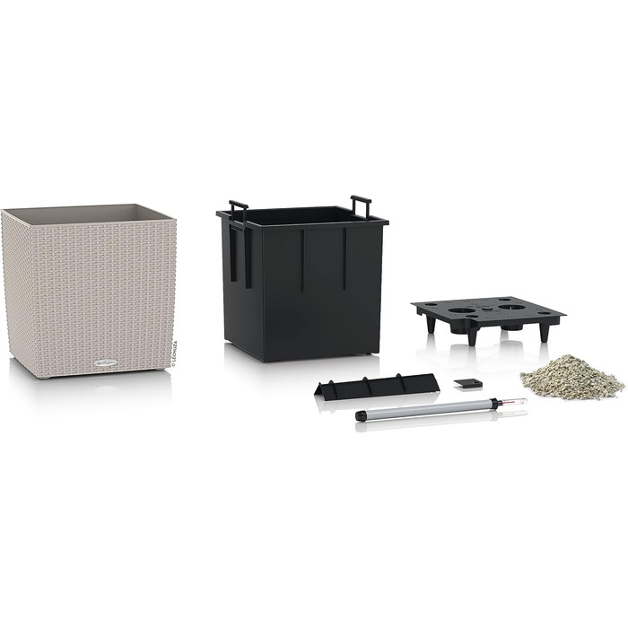 Горщик Lechuza Cube Cottage 30, 30x30x30 см, система автополиву, пісочно-коричневий