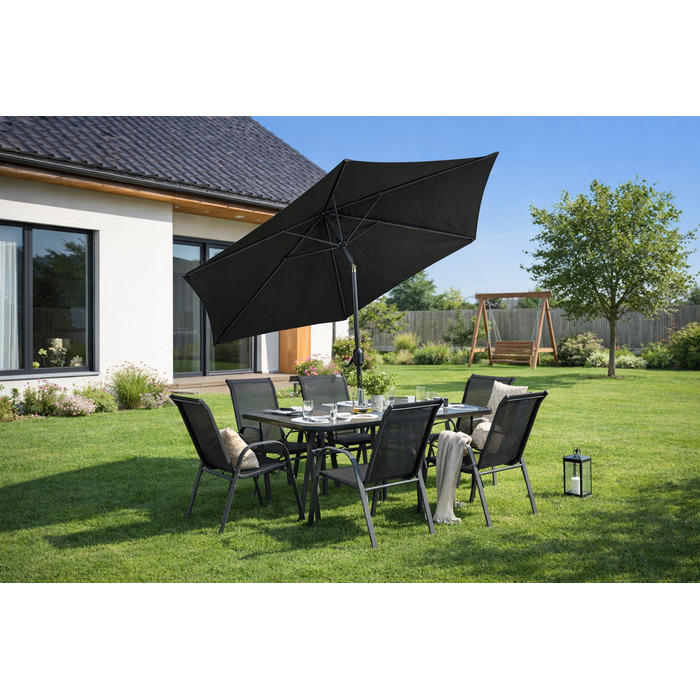 Комплект садових меблів MEBEL ELITE, тканина, чорний, 8 предметів