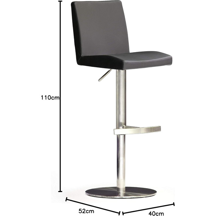 Стілець Robas Lund Bar, поворотний на 180, регульований по висоті, шкіра, чорний, 52x40x110 см