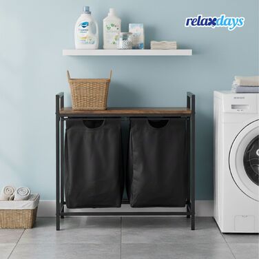 Кошик для білизни Relaxdays з двома відділеннями та полицею