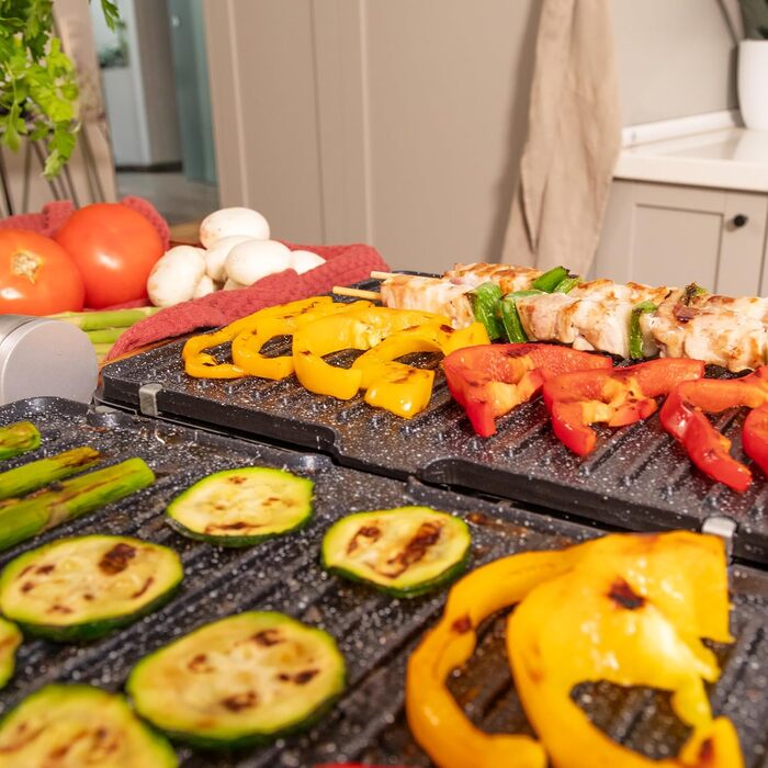 Електричний гриль Cecotec Rock'nGrill Dual 2000 Вт з незалежним регулюванням температури, знімні антипригарні пластини, відкривання на 180º (2400 Вт | Blaze)