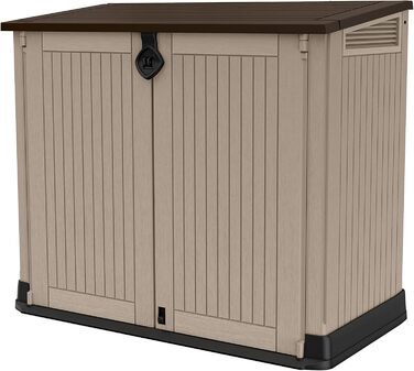 Мультифункціональний ящик для сміття Keter Store-it-Out Midi 845 л, 130x74x110 см, поліпропілен, сірий/чорний, захист від УФ, водонепроникний, з можливістю замикання