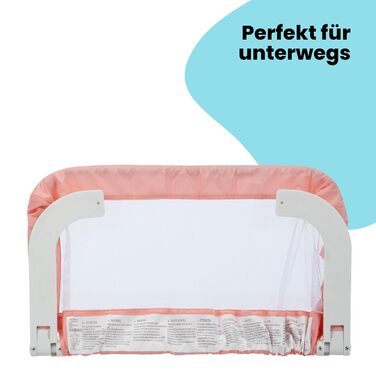 Бортик для ліжка Safety 1st портативний, рожевий - захист від випадання для дітей (18 міс - 5 років), легко монтується, з автоматичним замком