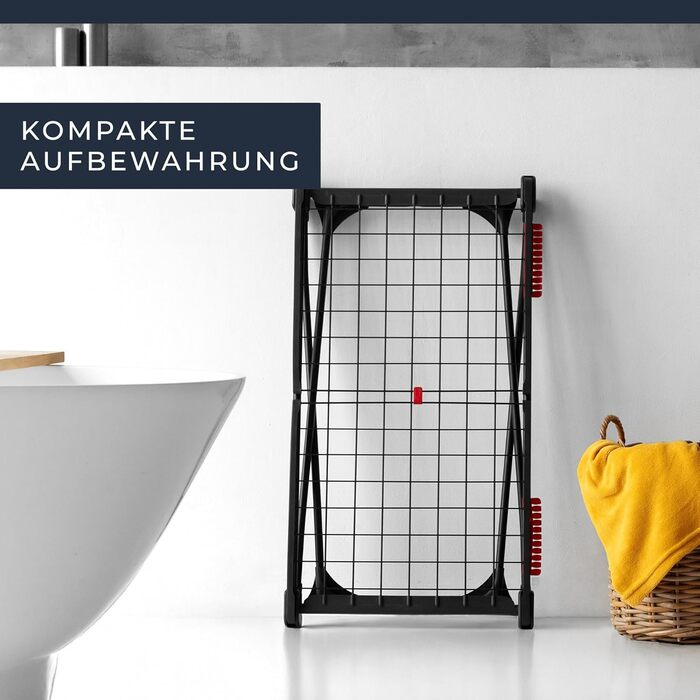 Розкладна сушарка для білизни XXL, 20 м сушильної поверхні, економна, стабільна, чорна з прищіпками (Чорна Невада)