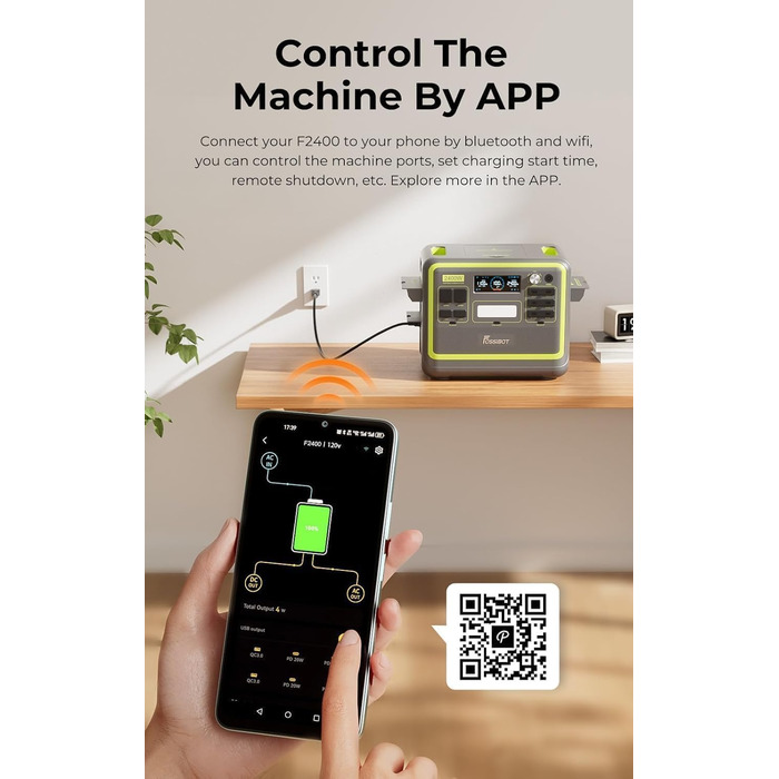 Портативна електростанція FOSSiBOT F2400, ємність 2048 Wh, номінальна потужність 2400 W, пікова потужність 4800 W