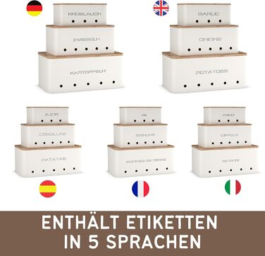 Короб для зберігання картоплі, цибулі та часнику - набір 3 шт. - Короб для овочів з вентиляційними отворами - Матовий чорний (Прямокутний)