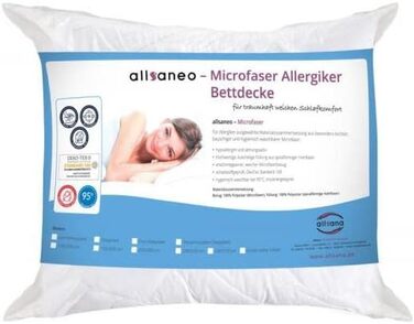 Подушка з мікрофібри allsaneo із захисту від кип'ятіння 40x80 см, підходить для алергіків, повністю прається при 95C