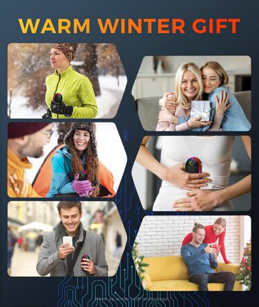 Електричний підігрівач для рук 10000mAh з підсвічуванням (7 кольорів), перезаряджуваний, портативний, чорний - ідеальний зимовий подарунок для чоловіків та жінок