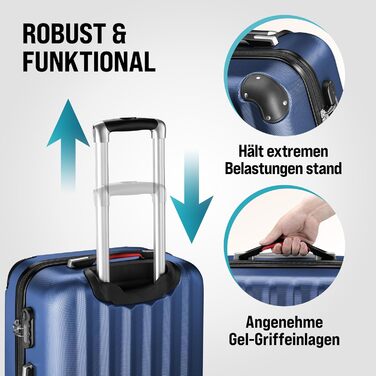 Набір валіз Monzana® 3шт, Зелений - M, L, XL - з замком, органайзером та вагами - з ручками Gel, подвійними колесами, ніжками, тріумфом, валіза-тролей, валіза з жорстким корпусом, набір валіз, тріумф-набір (Блакитний)