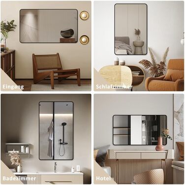 Дзеркало Boromal Schwarz кругле на стіну з реміннем, велике, 70x100 см. Підходить для ванної кімнати, вітальні, спальні, передпокою.