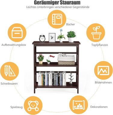 Консольний стіл COSTWAY дерев'яний, журнальний столик сучасний, 3-рівневий стіл для передпокою, ідеально підходить для входу, вітальні та спальні, сучасний, 79 x 32 x 86 см (коричневий)