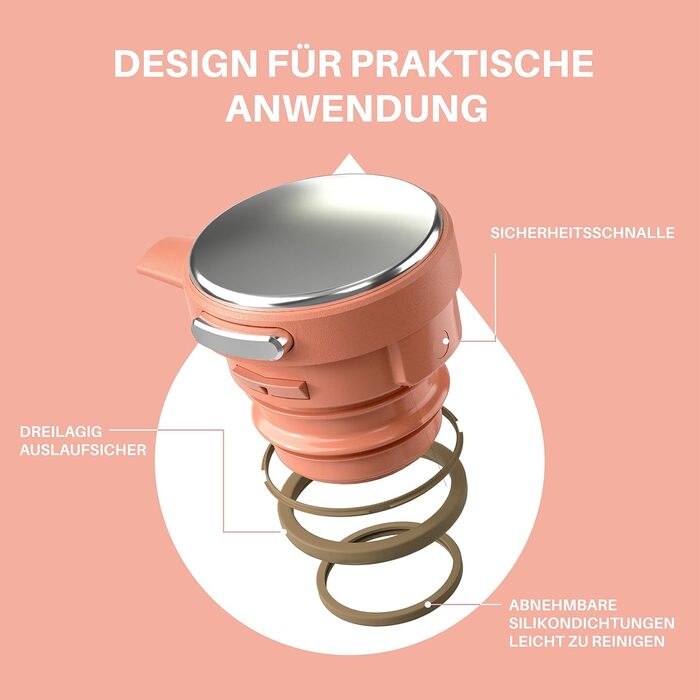 Термос IDEUS 2л з нержавіючої сталі, двостінний, вакуумна ізоляція, для кави та чаю, BPA-free, колір Celadon (кораловий)