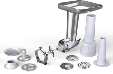 Кухонна машина Klarstein Chiara 1600W з чашею 5L з нержавіючої сталі, 12 швидкостей, LCD-сенсорний дисплей, тиха робота ≤72 dB, набір для випічки, придатний для миття в посудомийній машині, корпус з алюмінію, м'ясоподрібкувач Klarstein Chiara