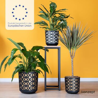 Квітчанка KONZEPT 30 см, 12 л, пластик, для дому та балкону, чорно-золота