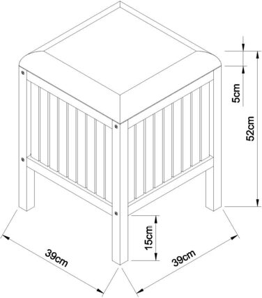 Стілець для ванної кімнати з бамбука EISL BMBA02-BH2, з місцем для білизни, 35x45x35 см