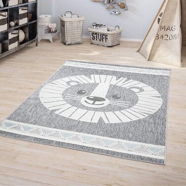 Дитячий килим для дитячої кімнати Дитячий ігровий килимок 3D Look Modern Lion Grey, розмір 160x220 см