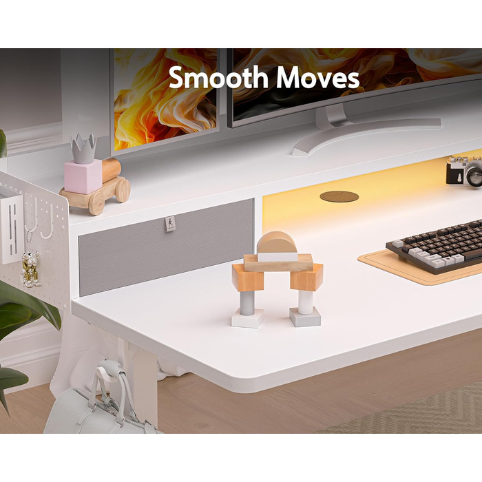 Електричний письмовий стіл WALKINGDESK з регулюванням висоти, 2 шухлядами, ергономічний сидячи-стоячи, для домашнього офісу, з полицею, гачком, DIY-панеллю, 122x61 см, білий