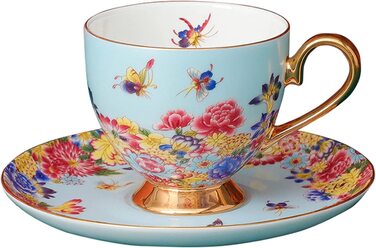 Набір різнокольорових кавових чашок і блюдців fanquare з ложкою, порцеляновий візерунок у вигляді квіткового метелика, чайна чашка з тонкої кістки Чі
