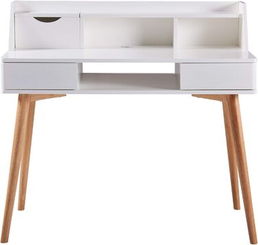 Дитячий письмовий стіл Teamson Home Creativo з MDF, з полицями та шухлядами, білий/натуральний, VNF-00045